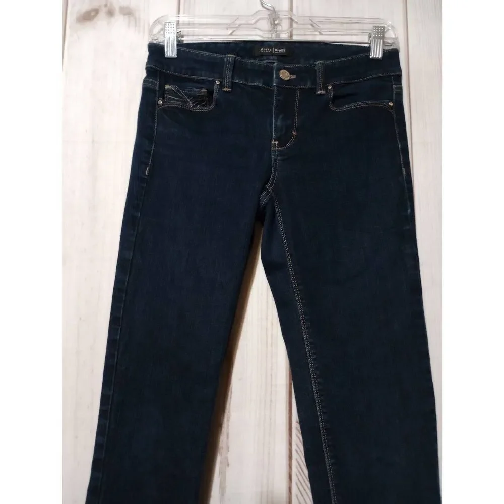 White House Black Market Jeans Ladies 2 Skinny Dark Wash Blanc‎